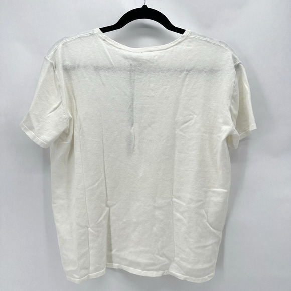 The Reset R Label Everyday Knit Tee Size M White Linen Boxy Fit Sheer Preppy NWT - Picture 5 of 12
